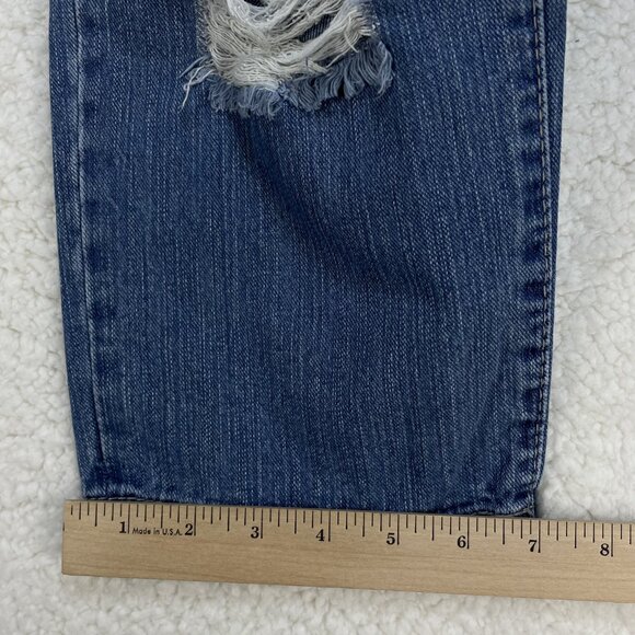 Mudd Capri Jeans Womens Sz 34 Blue Straight Leg Mid Rise Distressed 34x23 - Picture 7 of 8